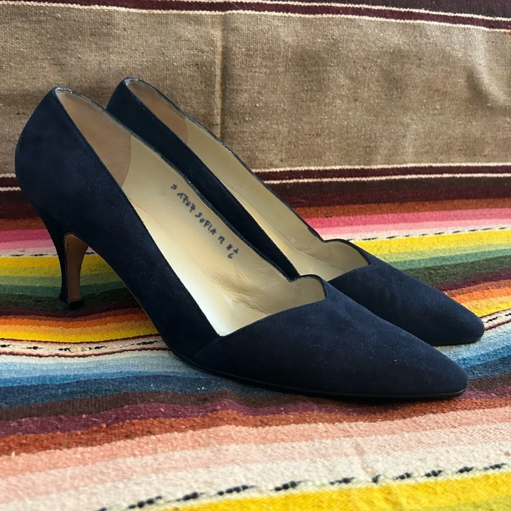 Silvia Fiorentina Dark Blue Suede Heels